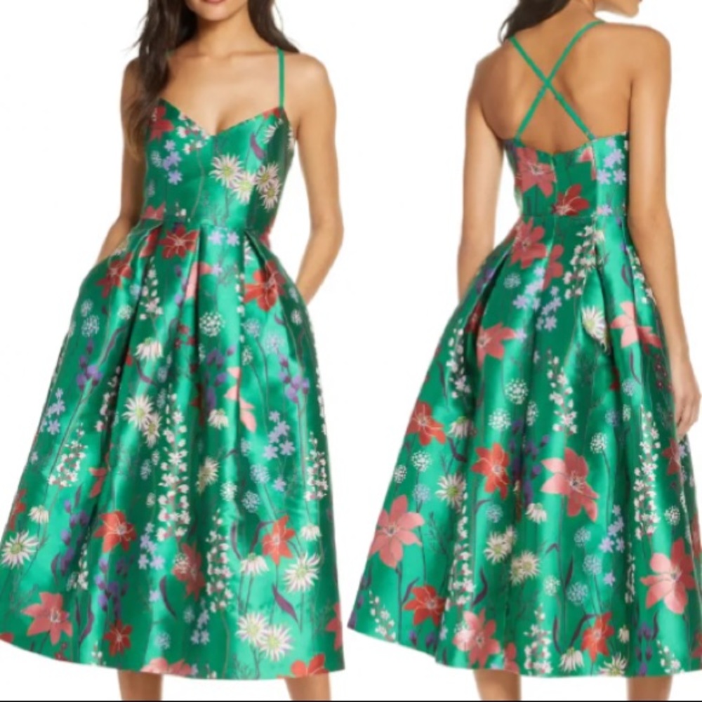 Eliza J Spaghetti Strap Fit & Flare Dress